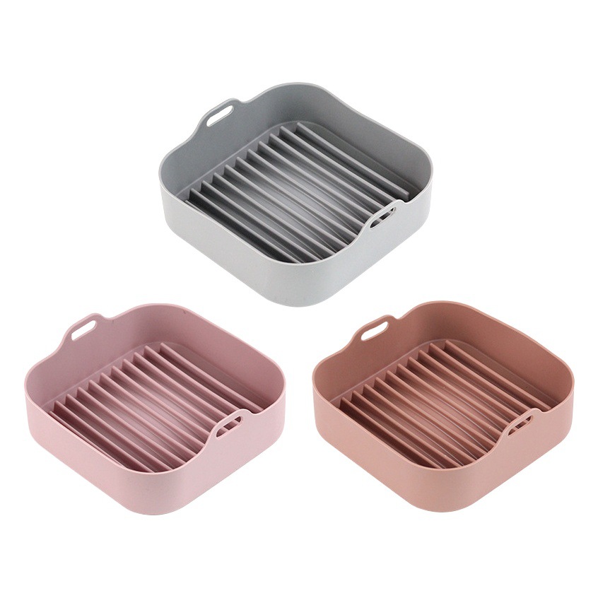 Calentando AirFryerSiliconePot freidora de aire multifuncional almohadilla de silicona bandeja en forma de cesta de silicona