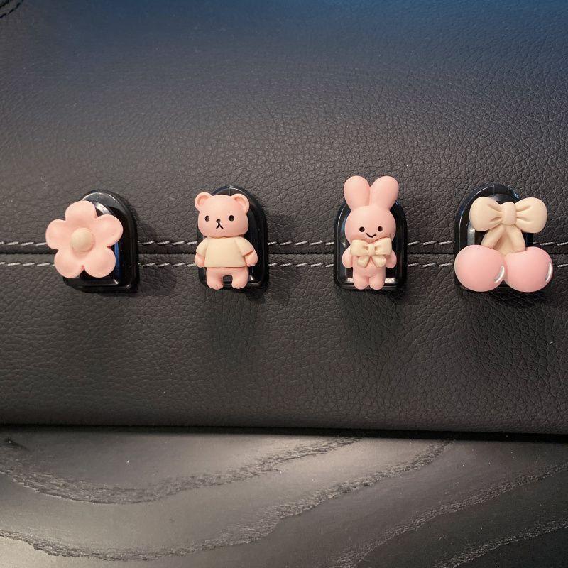 Gancho de coche, gancho de coche pegado en la primera fila, gancho de coche de asiento delantero de dibujos animados lindo, accesorios de decoración de coche