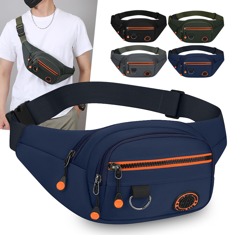 Wear-Resistant Sports Crossbody Bag for Commuting, Trendy Versatile Chest Bag, Multi-Compartment Shoulder Bag, Oxford Cloth Men's Waist Bag