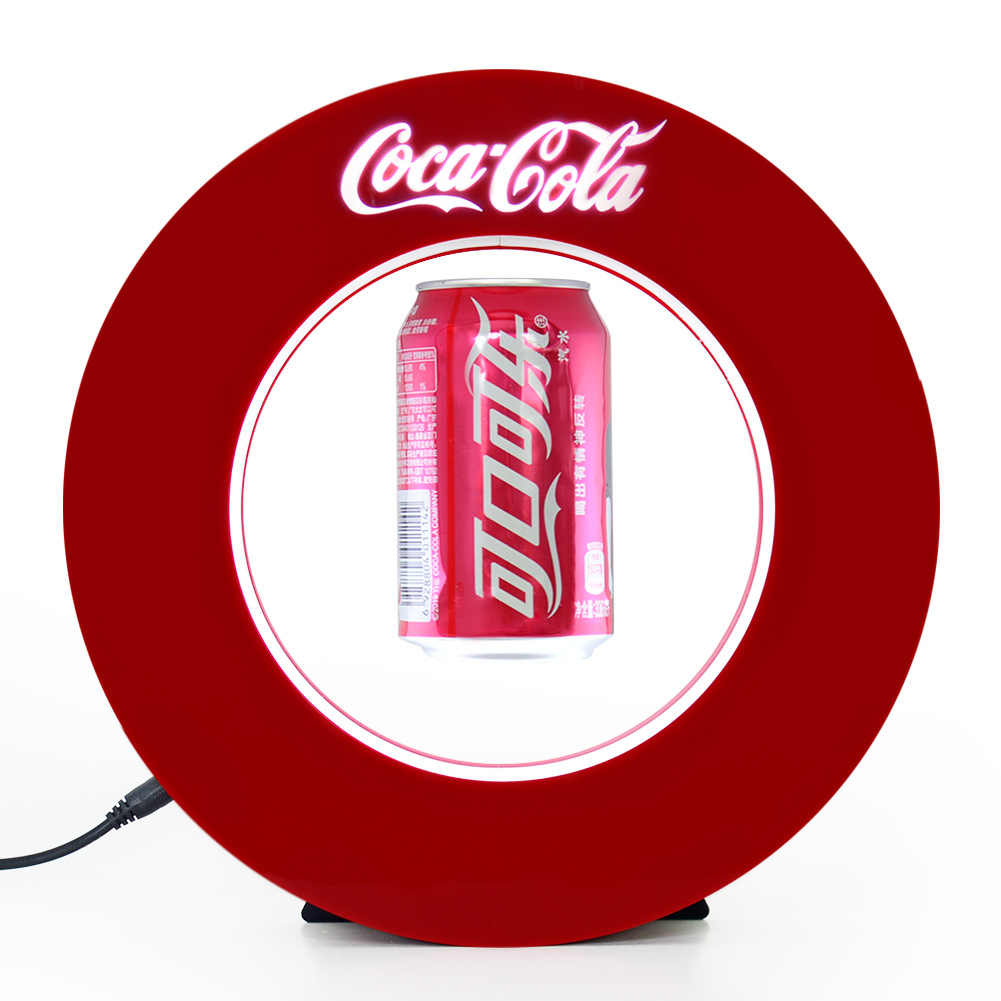 磁悬浮旋转广告展示架悬浮可乐汽水瓶子展示架商品促销台工艺摆件