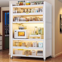 厨房收纳柜餐边柜橱柜储物柜落地多层微波炉家用带门多功能置物架