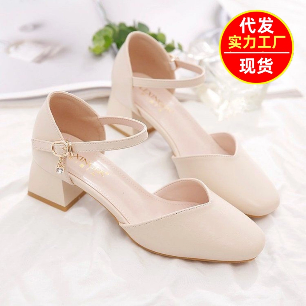 Специальные Баотоу толстые каблуки женские сандалии 2024 Летние новые феи на каблуках нишевые туфли на высоком каблуке