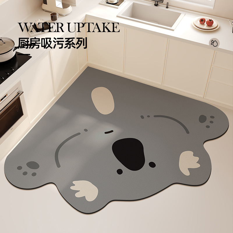 可爱小熊硅藻泥地垫厨房浴室吸水耐脏脚垫玄关防滑易打理门垫代发|undefined