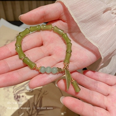 新しい中国風の竹の葉と竹のブレスレット、親友へのギフトとして、ニッチなデザイン、ハイエンドのレトロなブレスレットの供給