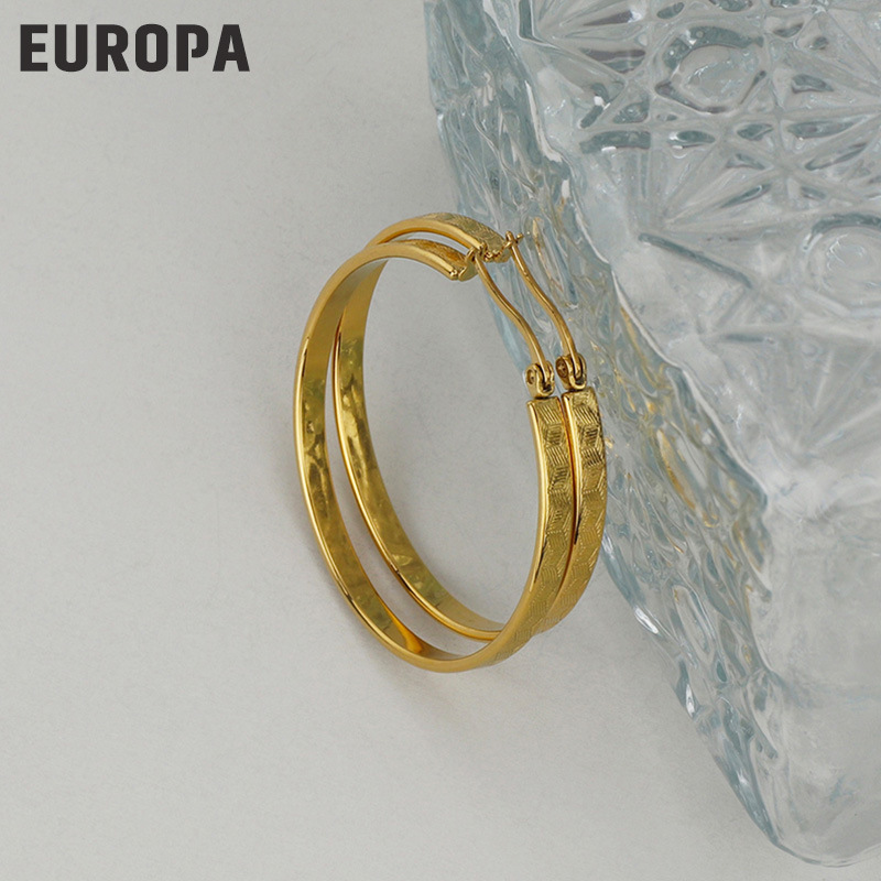 European And American Fashion Twisted Wire 14k Titanium Steel Earrings Wholesale display picture 7