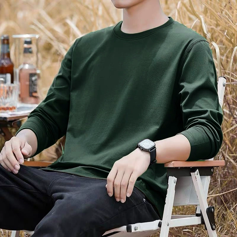 Осень и зима, новая качественная мужская футболка с длинными рукавами, футболка с принтом, мужская футболка с круглым вырезом, большие размеры, топы, модная мужская одежда