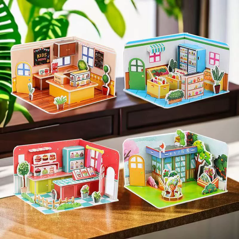 Three dimensional brainteaser, minifigure, constructor, house, toy, DIY, 3D, early education, creative gift