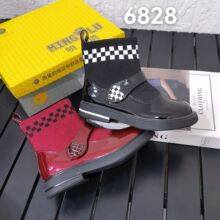 明璐童鞋2025春秋新款女孩弹力袜子靴皮面单靴儿童黑色小短靴6828