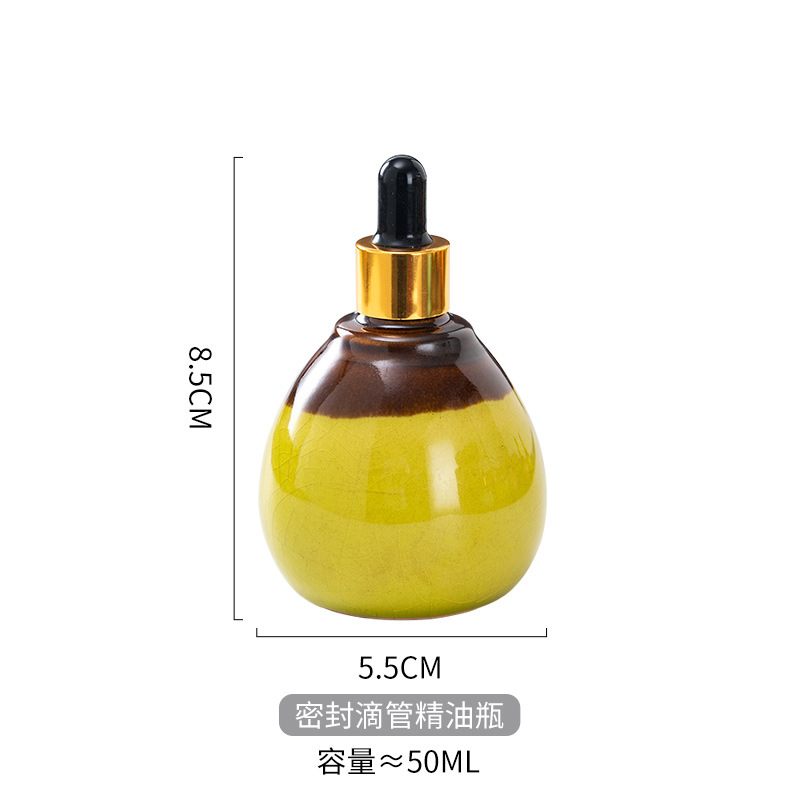 Cuentagotas de vidrio de alta calidad Esencia de aceite esencial de cerámica Cuidado de la piel botella salón de belleza spa tailandés aromaterapia spa botella de despliegue