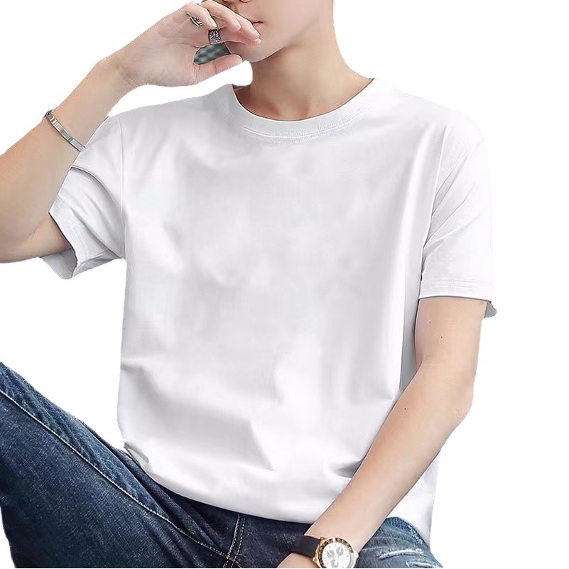 Camiseta de manga corta para hombre Camiseta de marca de moda para hombre de verano para hombre Camiseta simple color sólido más tamaño media manga que basa la camisa