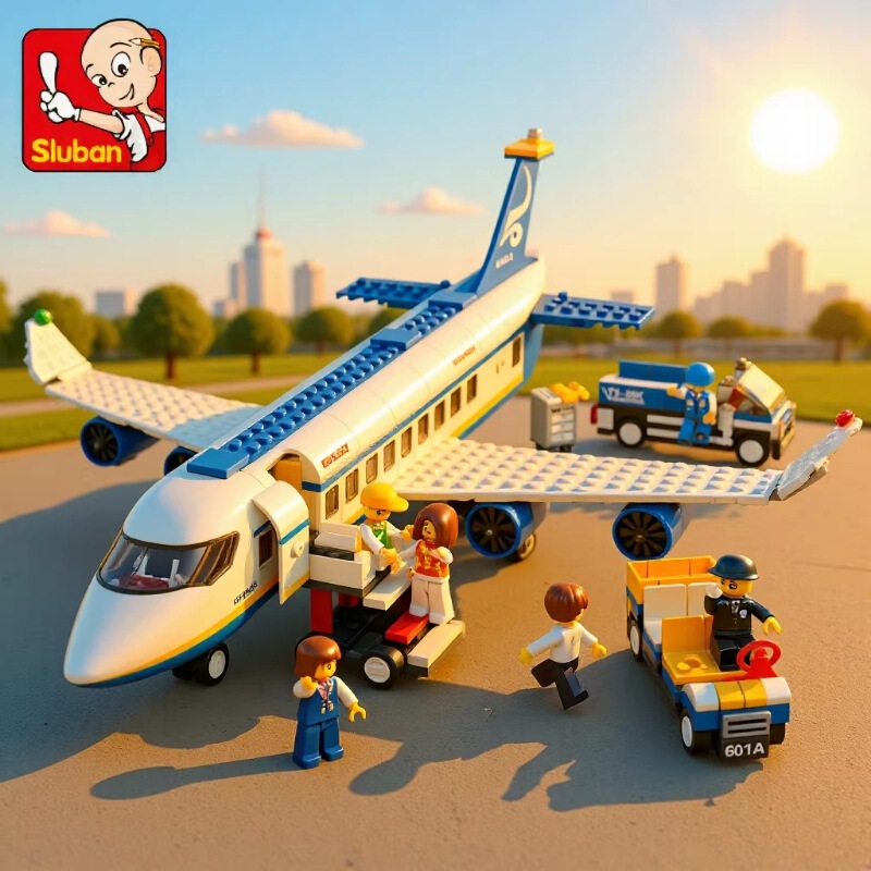 Building Block Toys Small Particles Little Luban Aviation Aircraft Assembly Model Domestic Passenger Aircraft Children's Day Gift