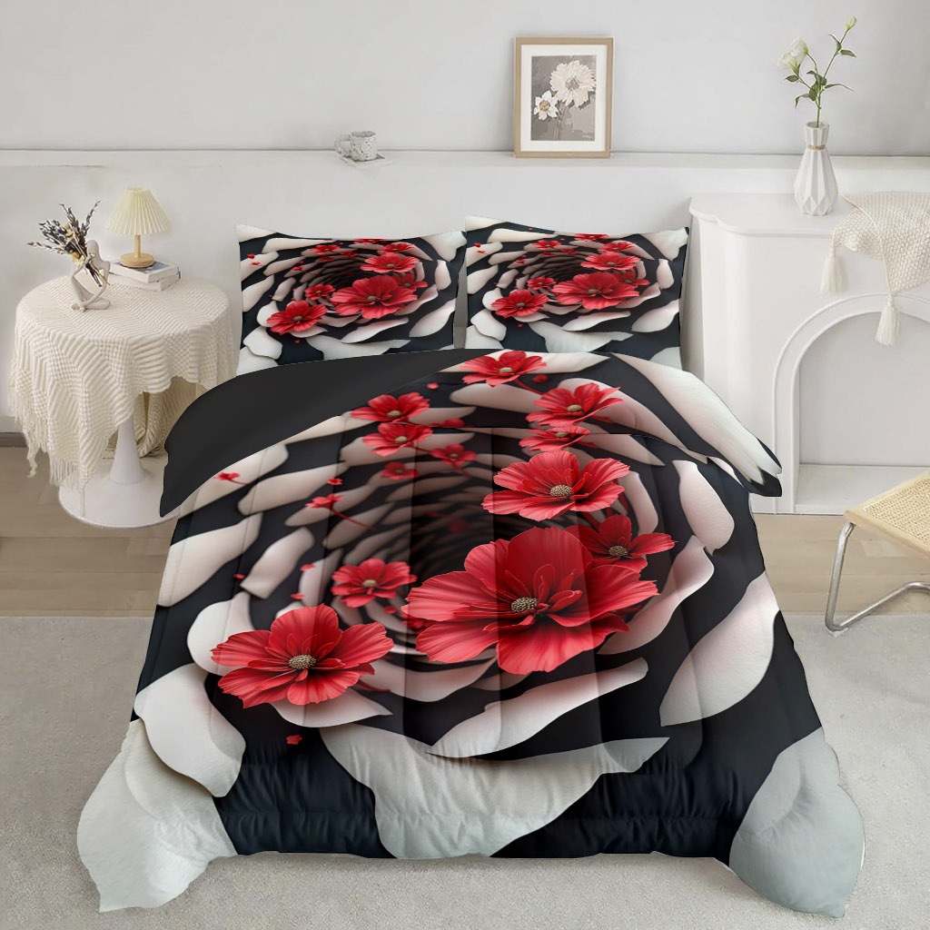 TEMU / JIT Pastoral colorido flores transfronterizas impresión digital HD 180gms colcha colcha ajuste de almohada