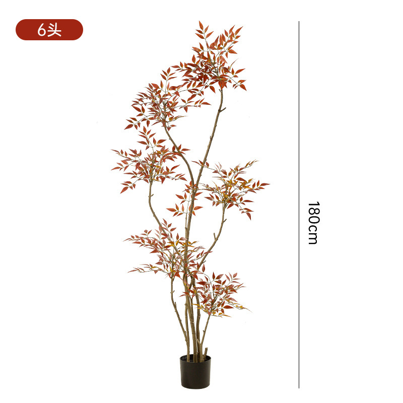 Simulación de estilo nórdico, bambú Nantian, gran planta verde de piso a techo, sensación de alto nivel, sala de estar, decoración del hogar, planta de árbol falso en maceta