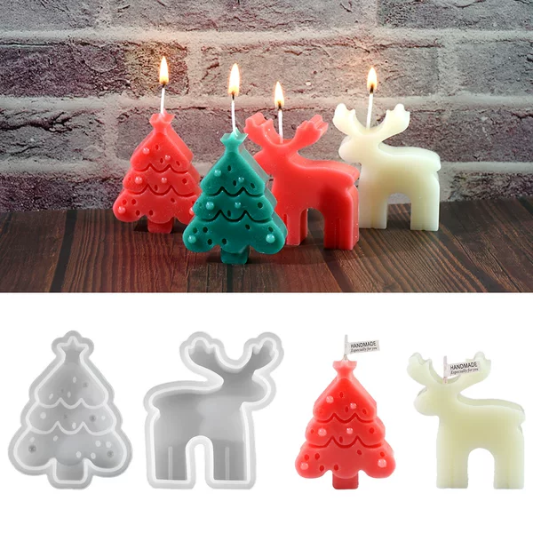 Ins-style resin mold Christmas tree candle aroma silicone mold DIY reindeer shape decorative plaster ornament mold