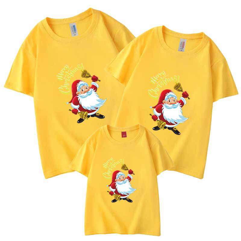 Navidad padre-hijo ropa para una familia de tres o cuatro Festival de dibujos animados de la familia Camiseta de manga corta de la clase de los niños uniforme actividad infantil bebé Cruz