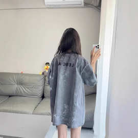毒家版本现货高品质BL家新款手绘磨破做旧洗水短袖T恤男女同款T恤