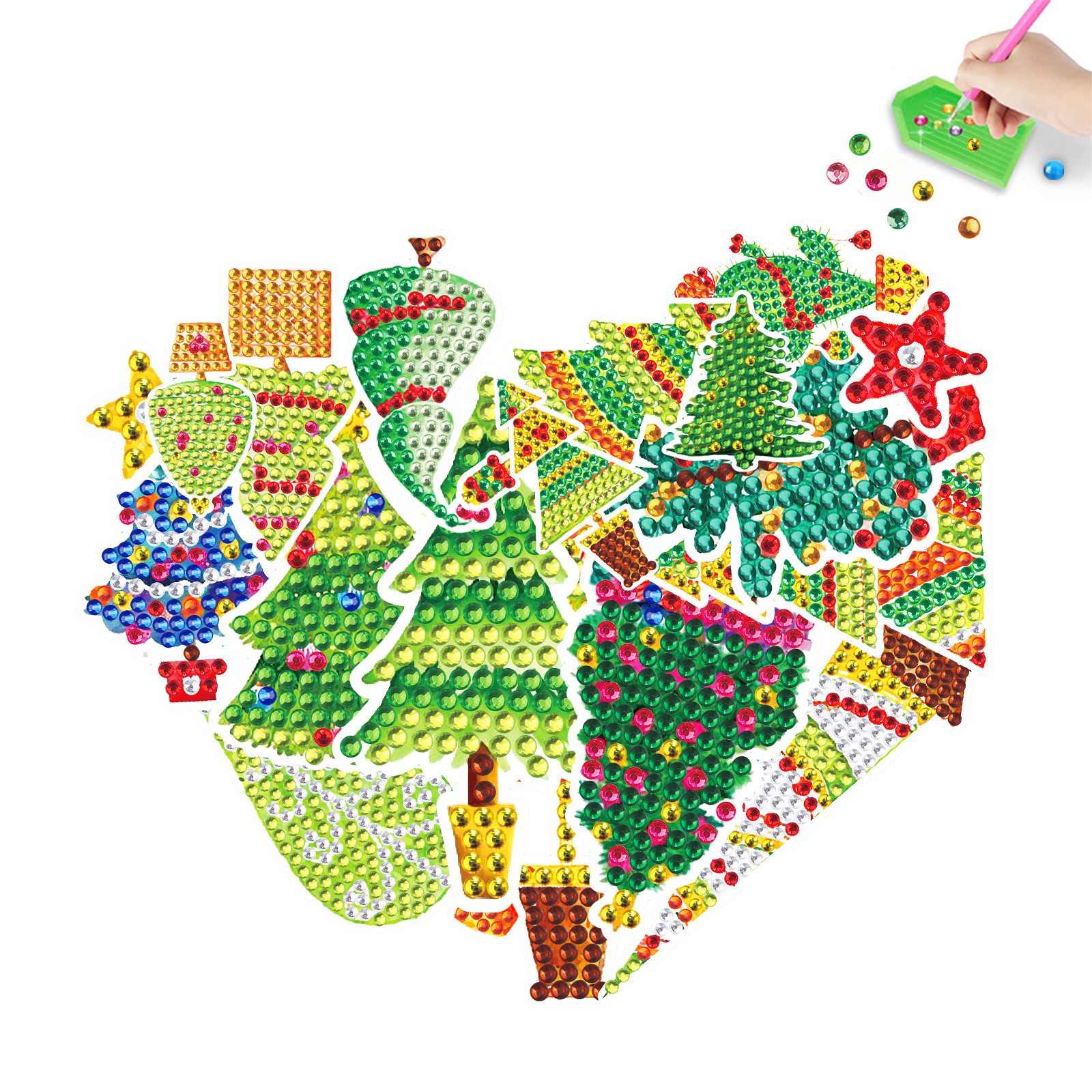 Navidad árbol de Navidad pintura de diamante aleatoriamente pegatinas DIY mampostería pintura pegatinas de pared pegatinas hechas a mano cristal brillante diamante caliente