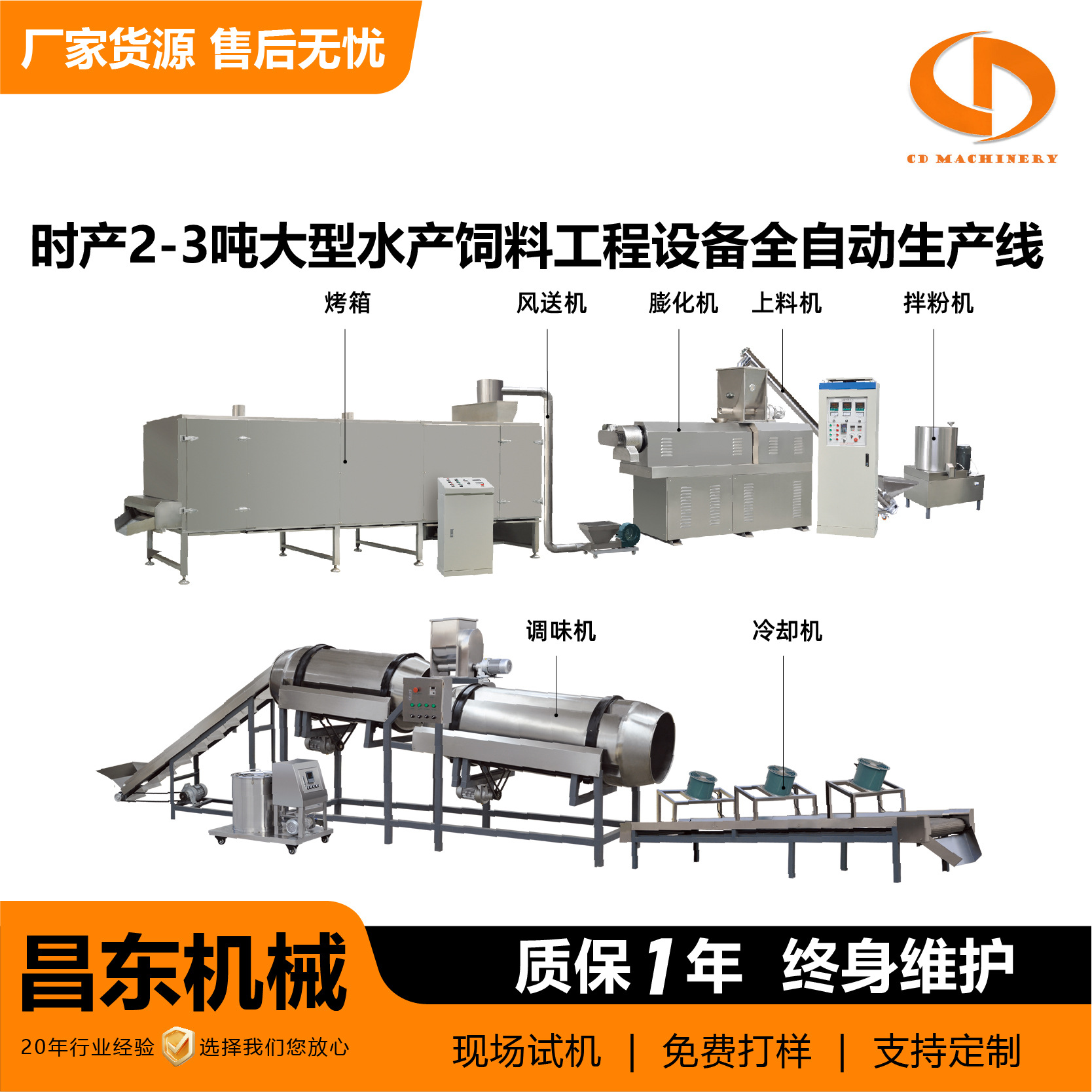 大型2-3吨带自动配料全自动大型工程宠物饲料生产线 整条线出口