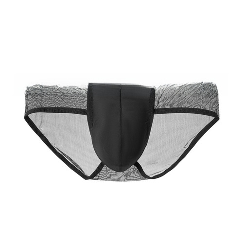 Men's Ice Silk Sheer Thin Mesh Single Layer U-Shape Pouch Low-Waist Breathable Sporty Sexy Triangle Briefs