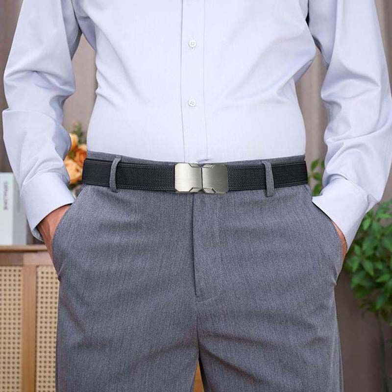 Cross-border Men's Nylon Canvas Tactical Belt with Elastic Webbing and Buckle for Outdoor Training and Casual Wear