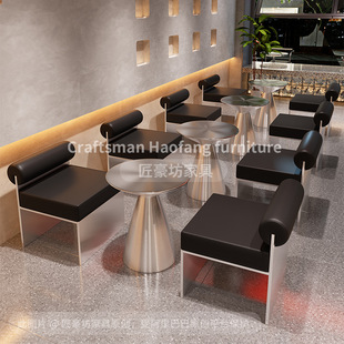 Factory Direct Sales Western Restaurant Milk Tea Dessert Coffee Complete Set of Dining Table and Chair Combination Hotel Soft Leather Sofa Booth