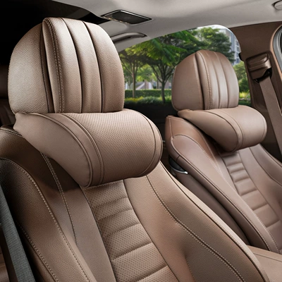 Mercedes-Benz Maybach, Bmw, Wenjie, Headrest - little-k-lychee-pattern-chestnut-brown-neck-pillow-2-pieces