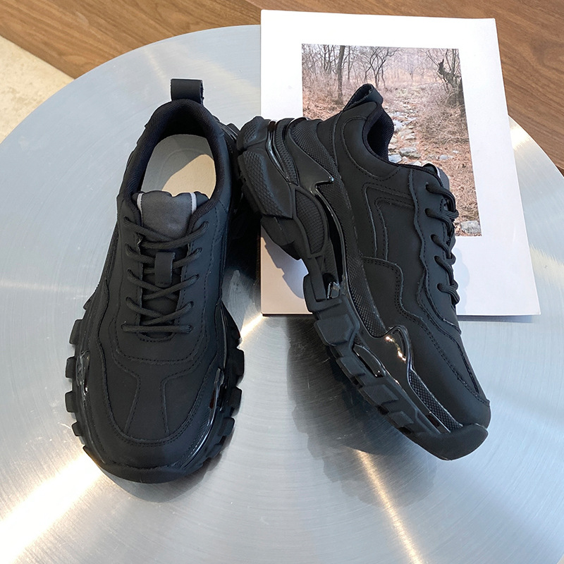 Mode Echtes Rindsleder Sport Casual Milch Tee Farbe Ins Trendy Einzelschuhe Frühling Neue Dickbesohlte Papa Schuhe Frauen S Schuhe_voghion.com