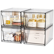 亚克力耐摔可叠加收纳盒桌面化妆品零食抽屉盒跨境卧室杂物整理盒
