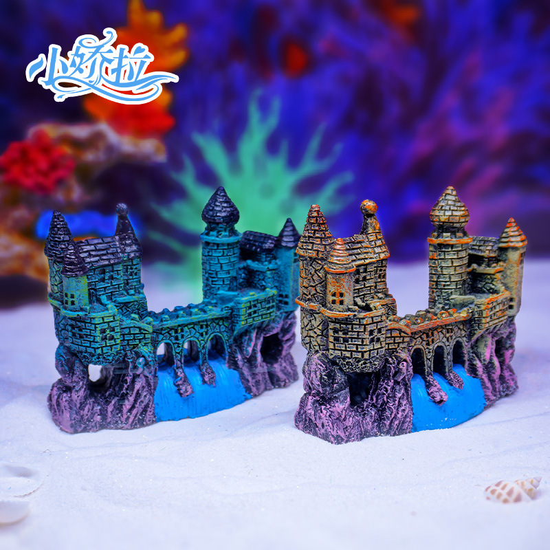Nuevas decoraciones para acuarios, castillo de estilo europeo, adornos de paisajismo de jardín de estilo antiguo, diseño de micropaisaje popular