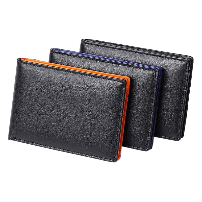 Cross-border new European and American men's fashion leather wallet anti-RFID theft brush short beauty clip hand push card holder wallet
