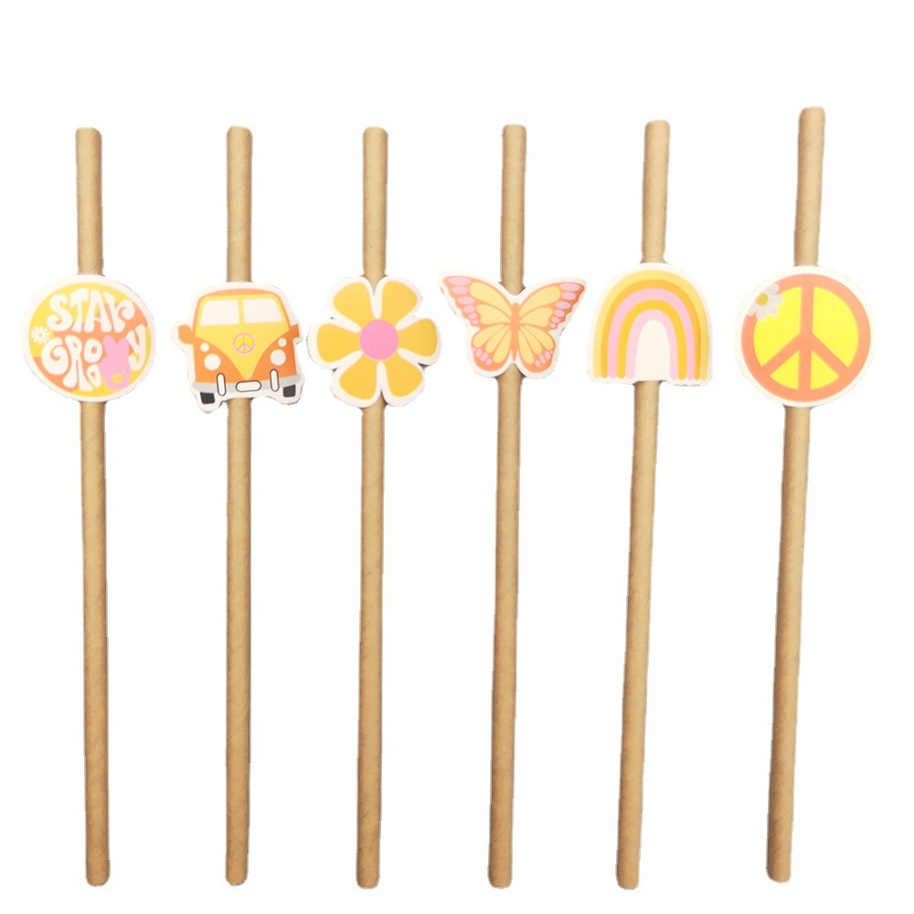Estilo bohemio fiesta paja degradable papel paja barra bebida postre decoración paja TARJETA DE PAJA