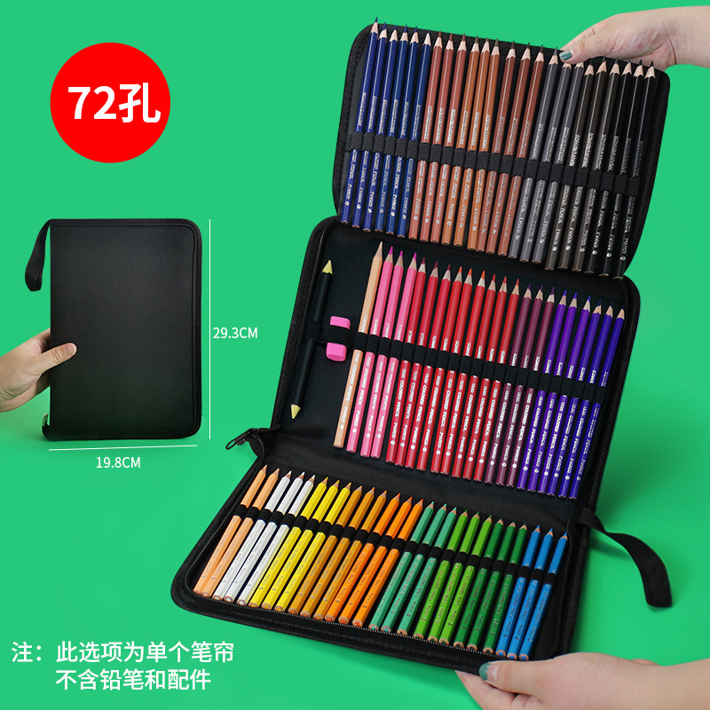 Bolsa de lápiz de lona plegable para bocetos de lápiz cortina para estudiantes herramientas de arte plegables cremallera bolsillo de almacenamiento envolvente