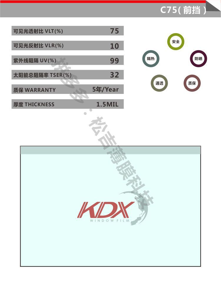 Kangdexin New Packaging Box Car Heat Insulation Solar Film Kangdexin Color Box Explosion-Proof Film Glass Film 30m Full Roll