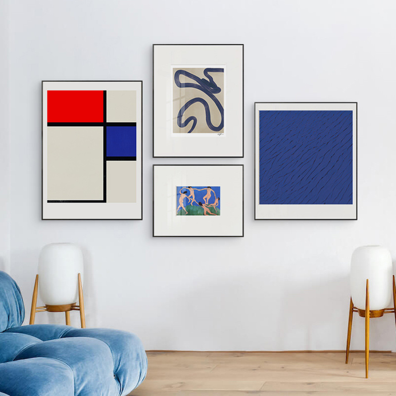 简约北欧抽象几何形状克莱因蓝客厅海报帆布装饰画图片画芯壁画