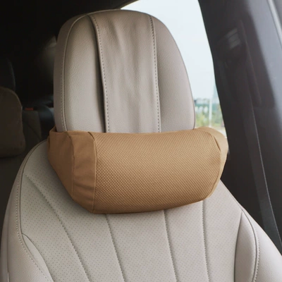 Headrest: Car Headrest, In-Car Neck - perforated-tung-coffee-brown-headrest
