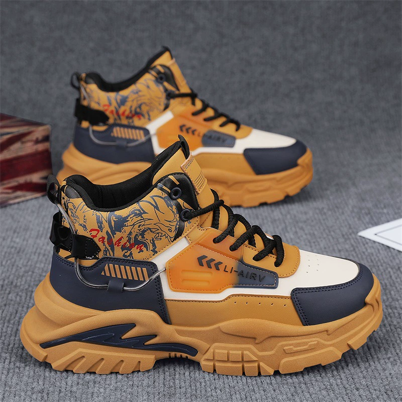 Мужские осенние новые модные дикие высокие ботинки Martin с толстой подошной нескользкие туфли высокого класса