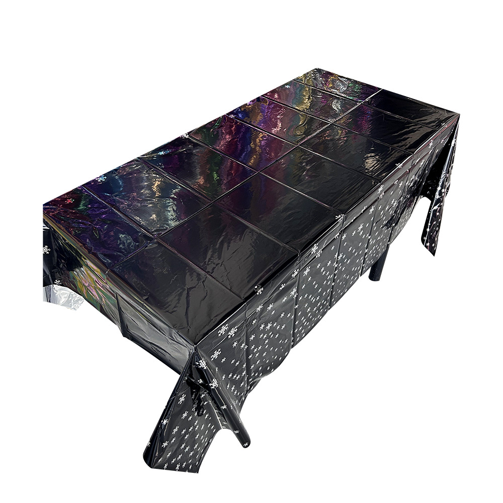 Mantel de fiesta desechable mantel impermeable a prueba de aceite suministros de fiesta de Navidad mantel rectangular mantel de copo de nieve