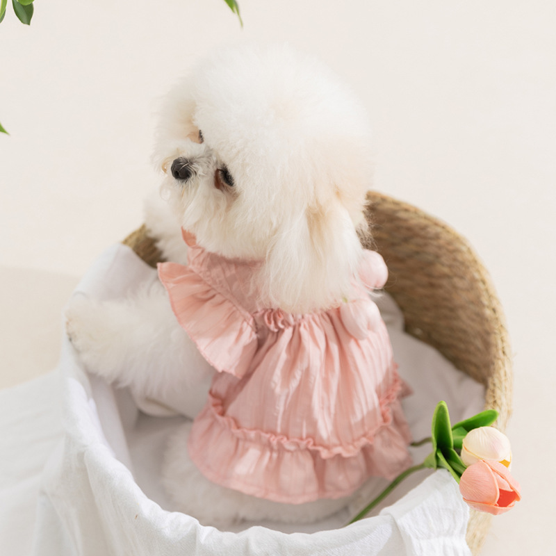 Perro primavera y verano princesa hermosa dama tulipan vestido de plegado vestido de gato vestido de peluche ropa de mascotas