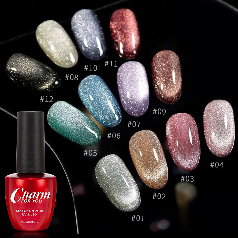 Láser ojo de gato esmalte de uñas pegamento 2022 nuevo esmalte de uñas disco flash diamante cristal gato ojo fototerapia pegamento