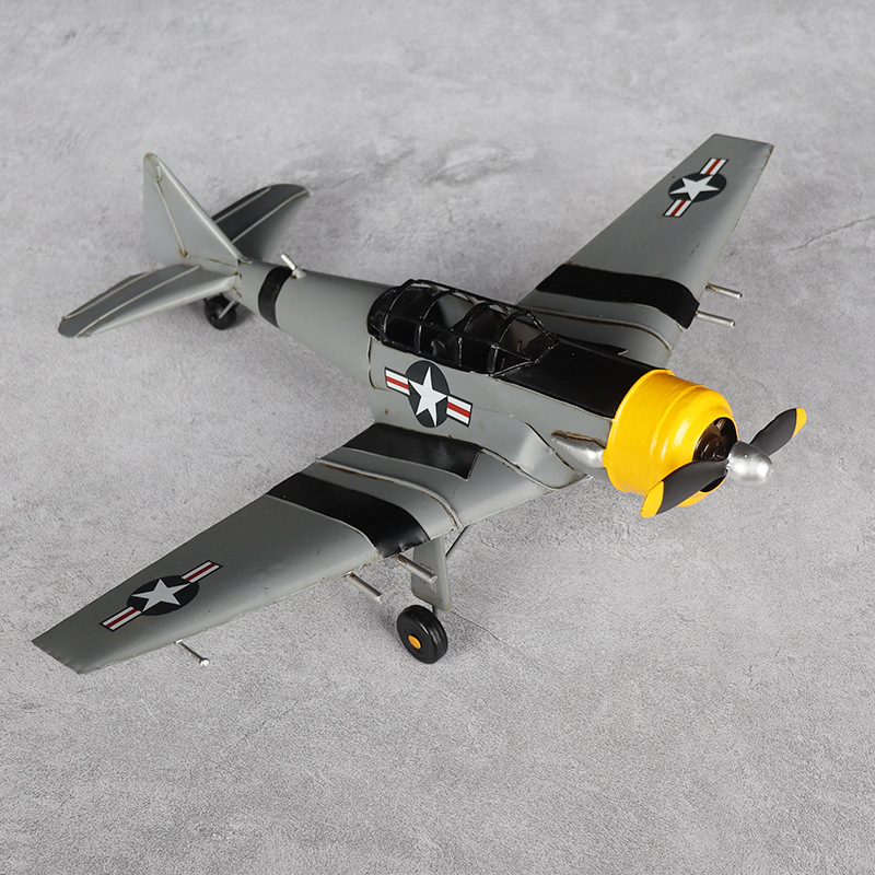 长津湖仿真P51野马战斗机模型铁皮手工艺品美式怀旧复古飞机摆件
