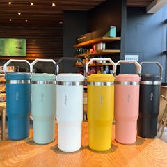Cross-border handle car cup large capacity 30oz stainless steel thermal insulation ice cup with straw car coffee cup