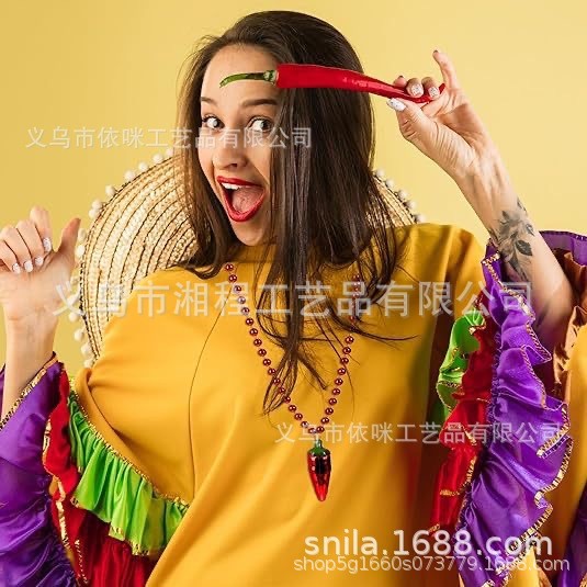 Collar de cuentas de chile collar de regalo de fiesta de chile 5 de mayo decoración de fiesta de carnaval