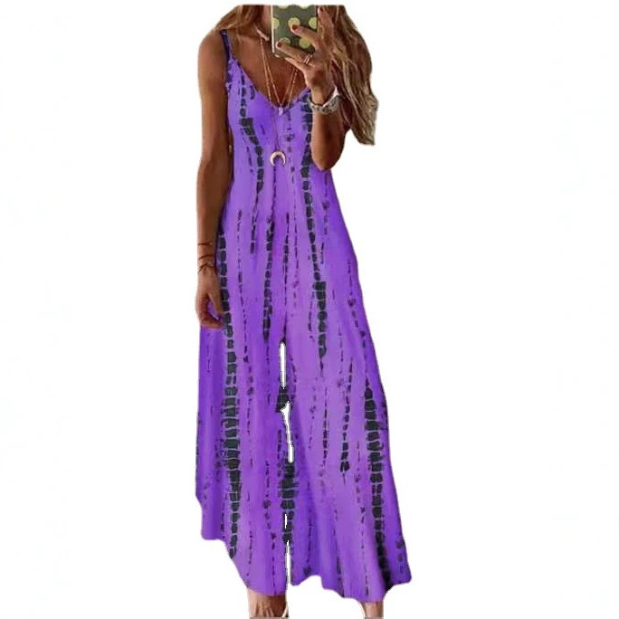 2023 verano europeo y americano nuevo vestido de Honda deseo Amazon tie-dyed impreso gran swing vestido casual falda