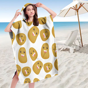 Hooded Bath Towel, Beach Towel, Cape, Beach Changing Towel, Printed Hooded Bath Towel, Microfiber Donut Series