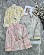 南油女装轻奢原创进口人丝提花重工绣花拼貂毛棉服冬季韩版设