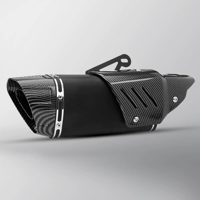 Motorcycle exhaust pipe: ZX4R modified GM3J GM4J - beveled-four-corners-black-imitation-carbon-head-imitation-carbon-fiber-cover