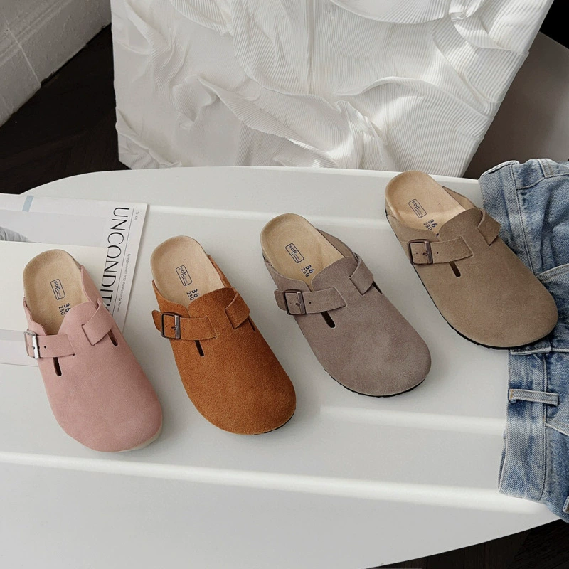 Внешняя торговля кожаные туфли без стандарта Birkenn Baotou Ретро толстая подошва воловья кожа легкая половинная тапка женская мягкая подошва Мюллер обувь носить снаружи