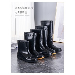 Men's rain boots low water shoes rain boots non-slip waterproof thickened wear-resistant solid color oil-proof acid and alkali resistant low-top rain shoe cover