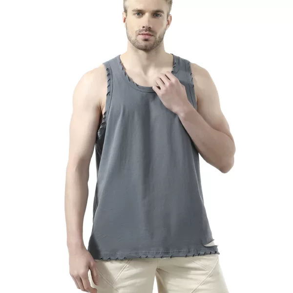 Men's sports quick-dry stretchy tank top, sleeveless, with holes, loose fit, for summer outdoor running, casual fitness, trendy brand