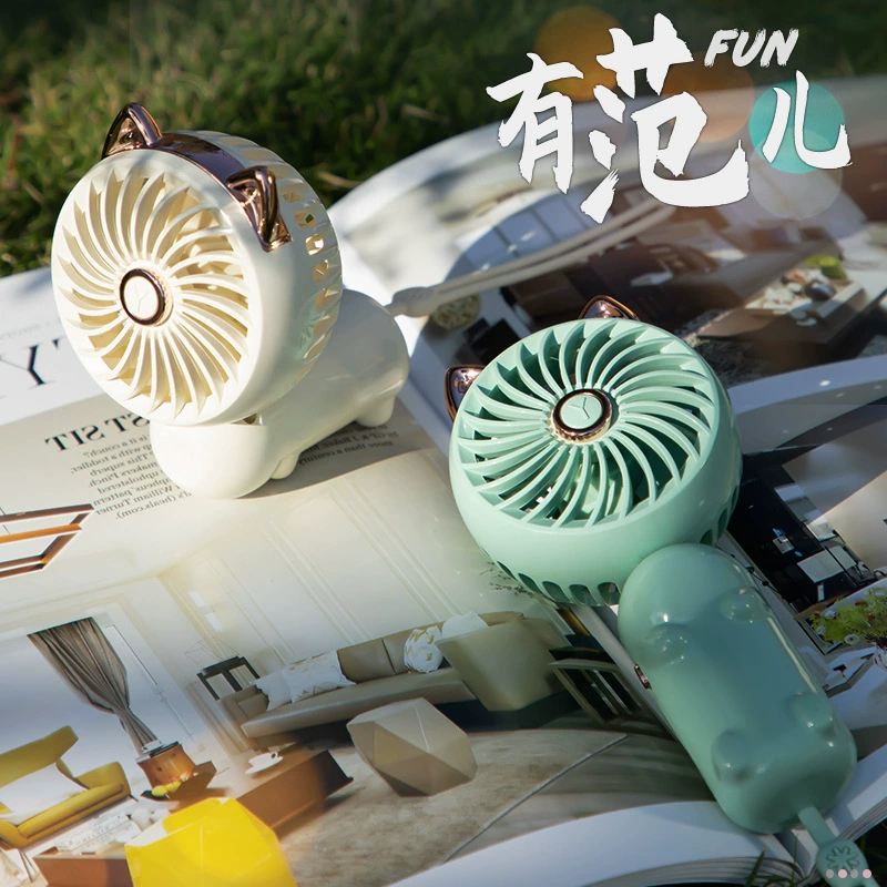 2024 новый креативный мультяшный вентилятор настольная зарядка портативный открытый мини ручной маленький вентилятор USB
